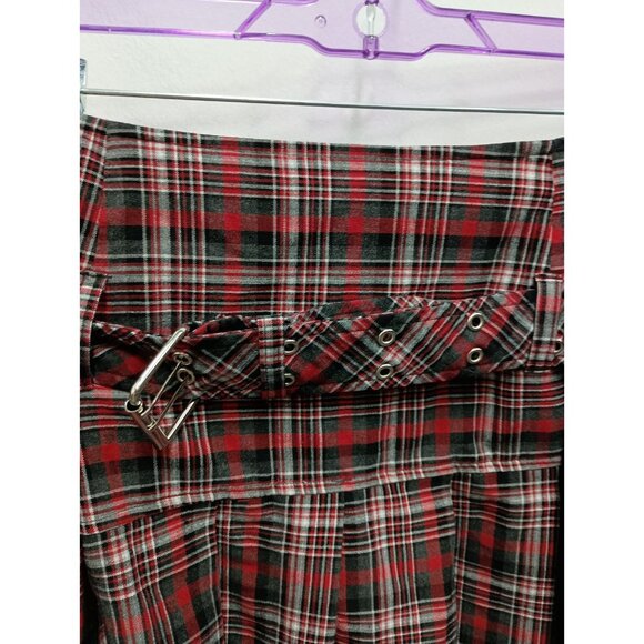 Vintage Y2K No Boundaries Womens Mini Skirt Size 17 Red Plaid Pleated Grunge - Picture 2 of 7